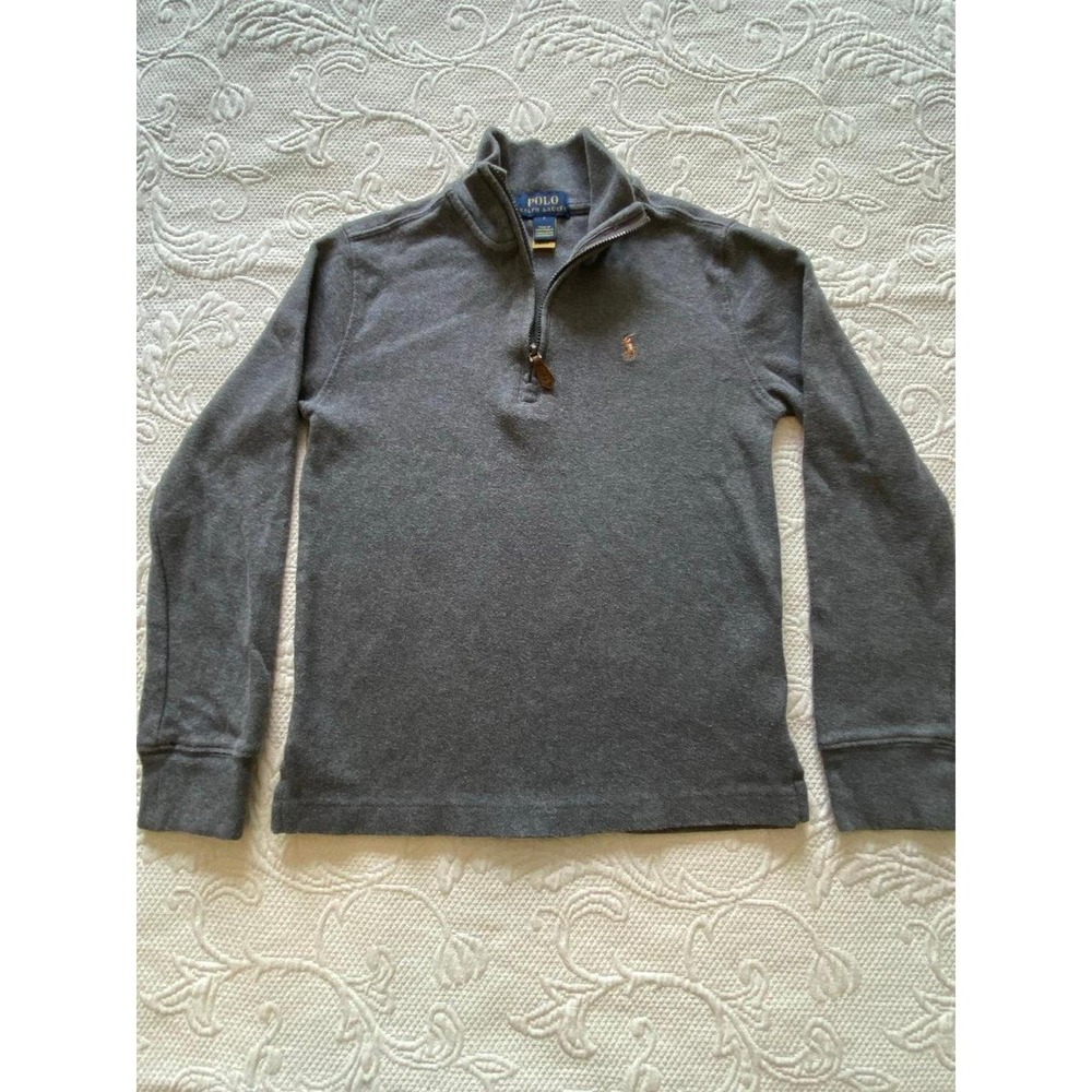 Polo Ralph Lauren Boys 7 1/4 Zip Embroidered Flesh Pony Logo Preppy s9